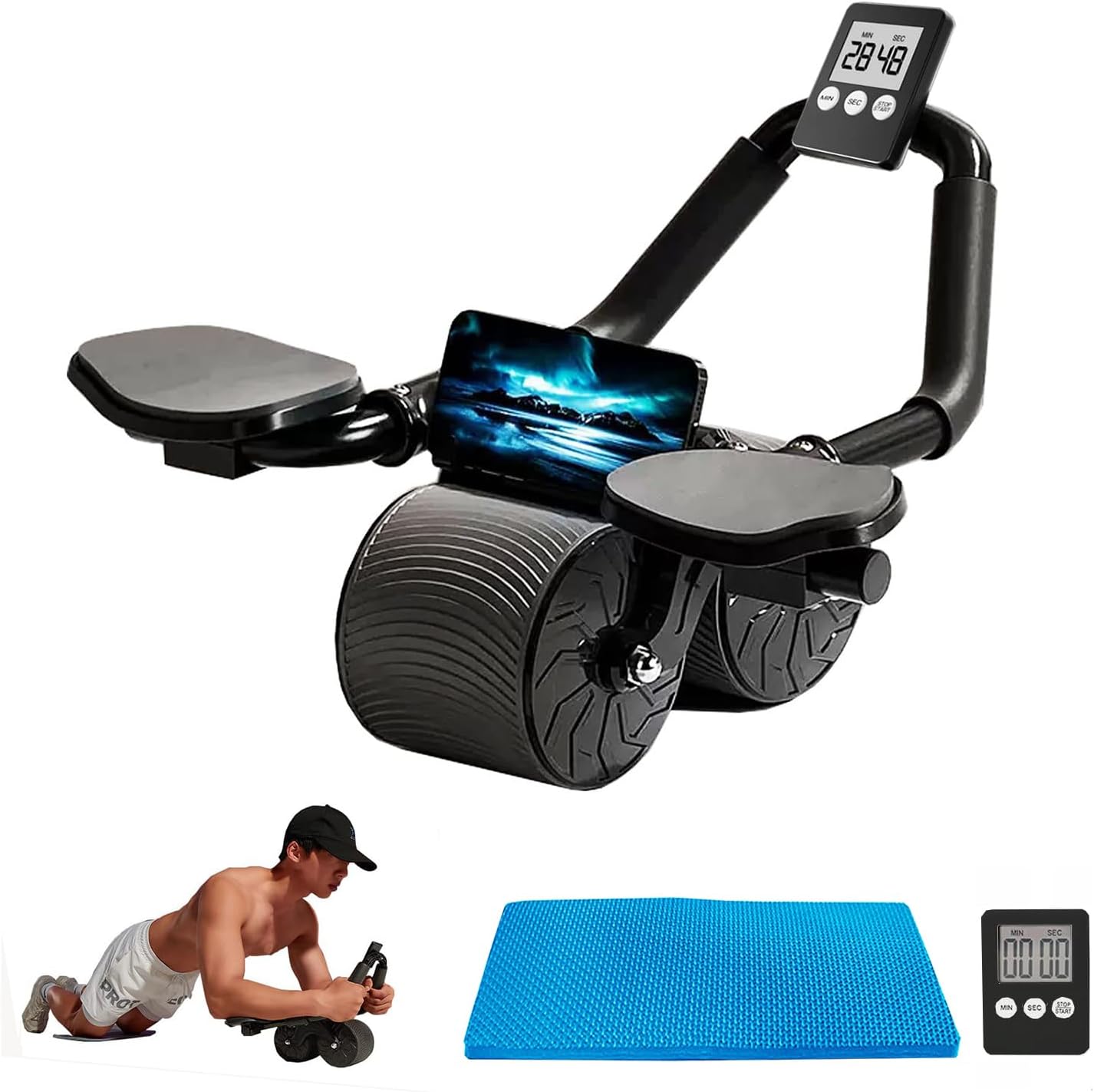 Automatic Rebound Abdominal Wheel with Knee Mat