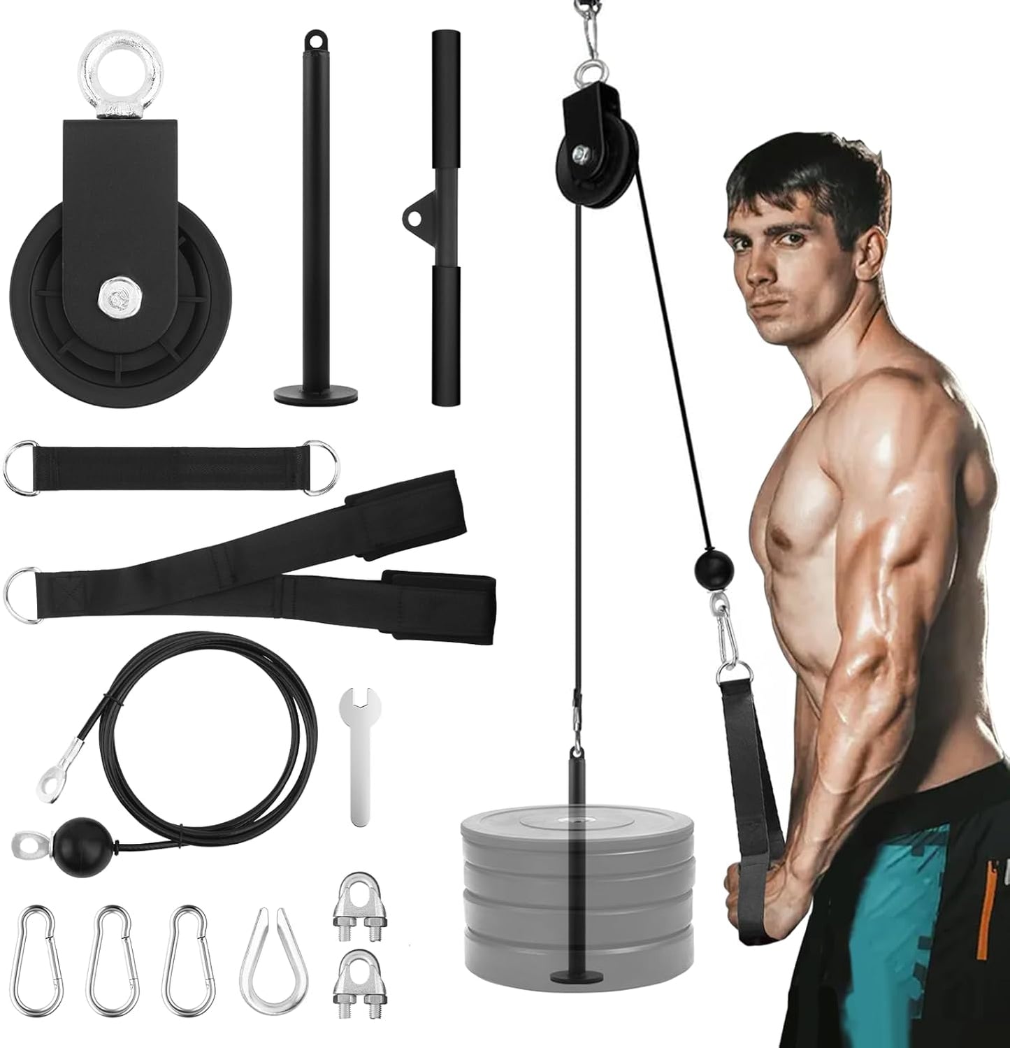 Fitness LAT Pulley System Cable Machine Attachment 