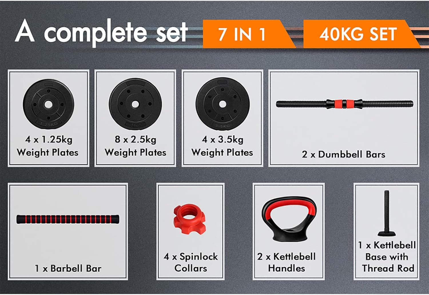 40KG Dumbbell Set 7-in-1