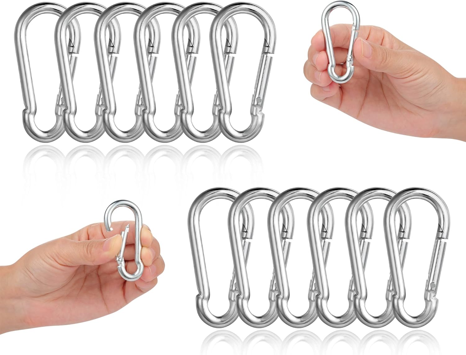 Pack of 12 Carabiner Hooks