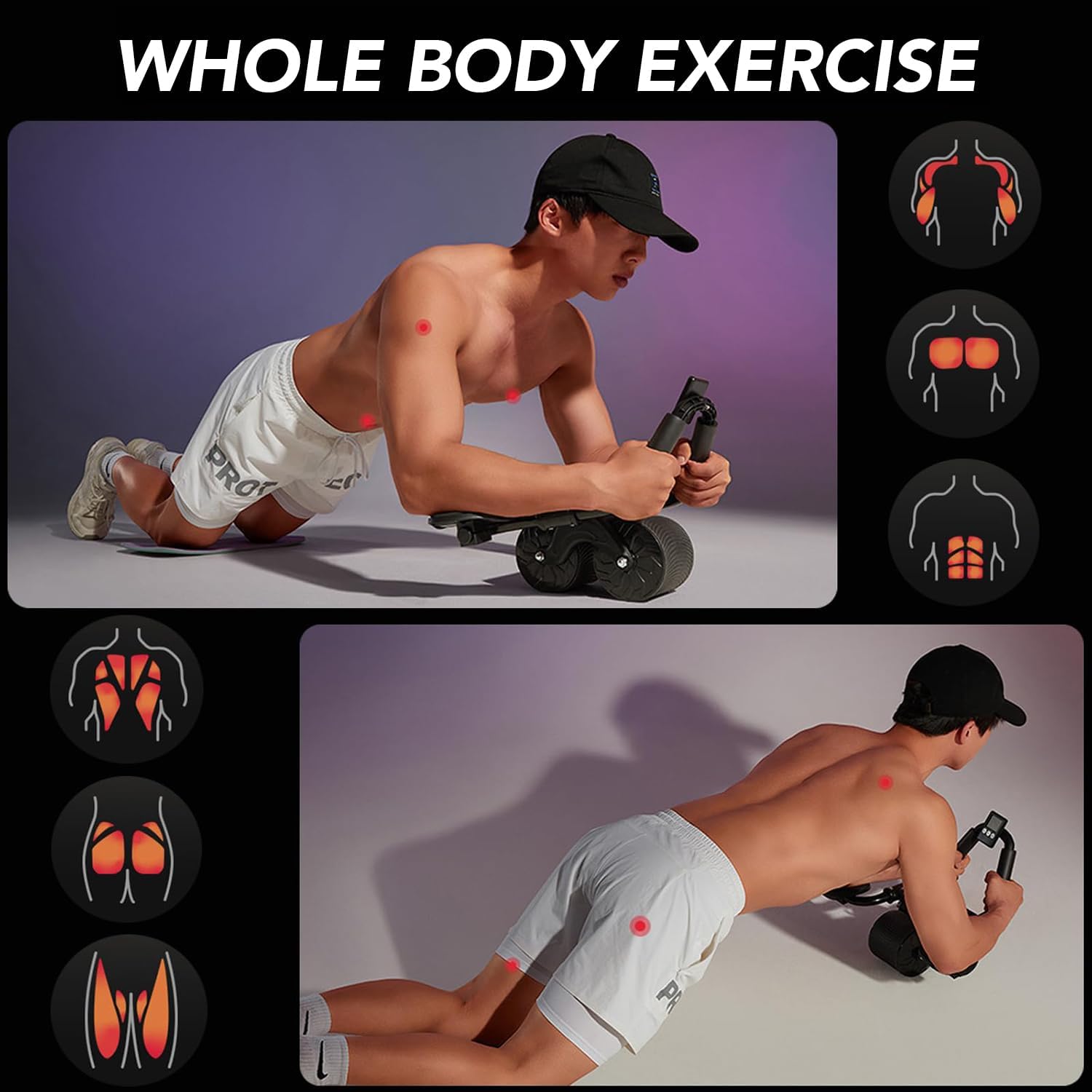 Automatic Rebound Abdominal Wheel with Knee Mat