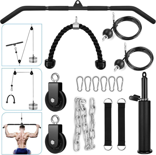 Fitness Cable Pulley System, Gym LAT and Lift Pulldown Machine Attachments