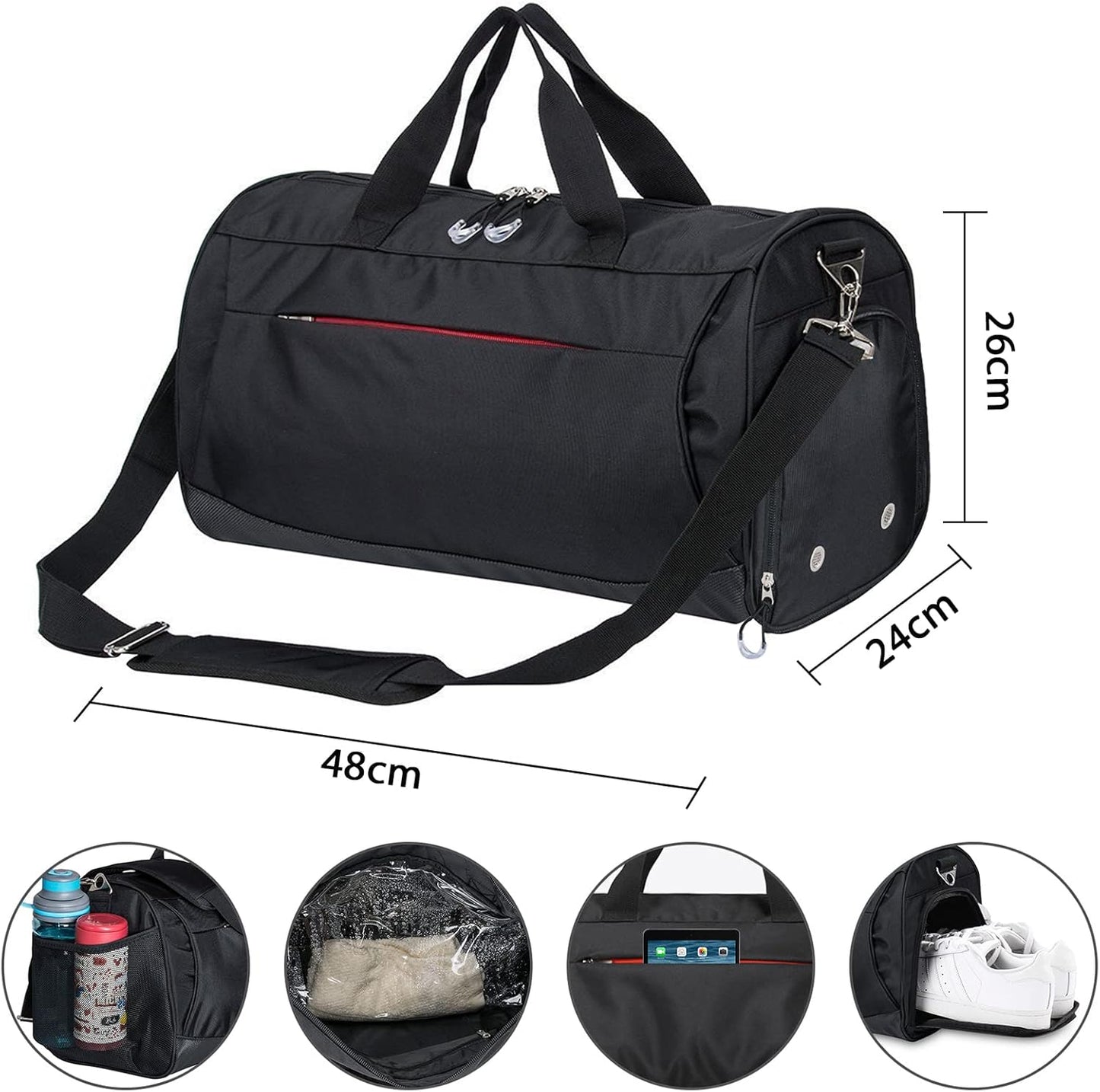 Gym Bag with Shoes Compartment & Wet Pocket