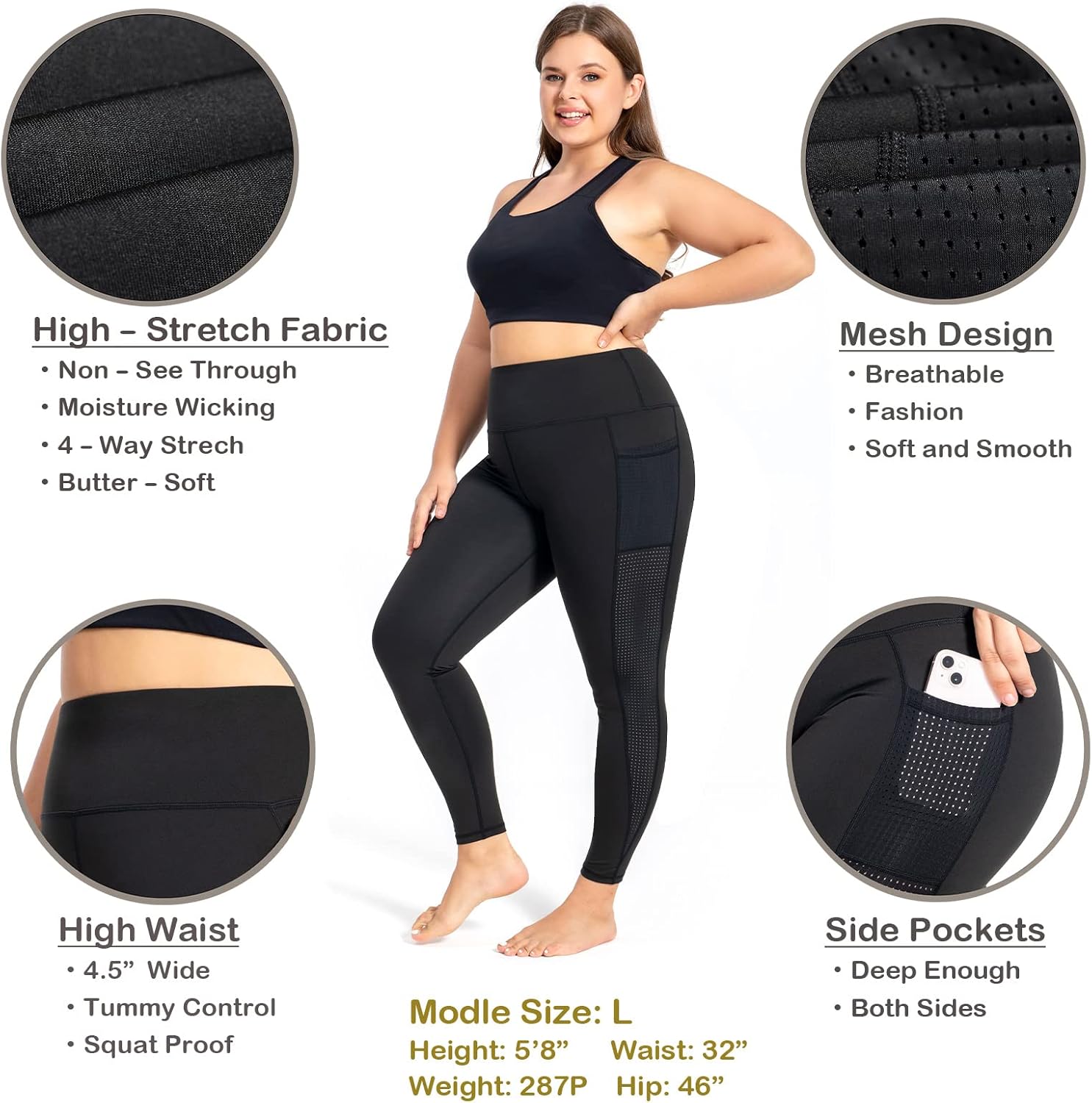 Plus Size Leggings for Women with Pockets