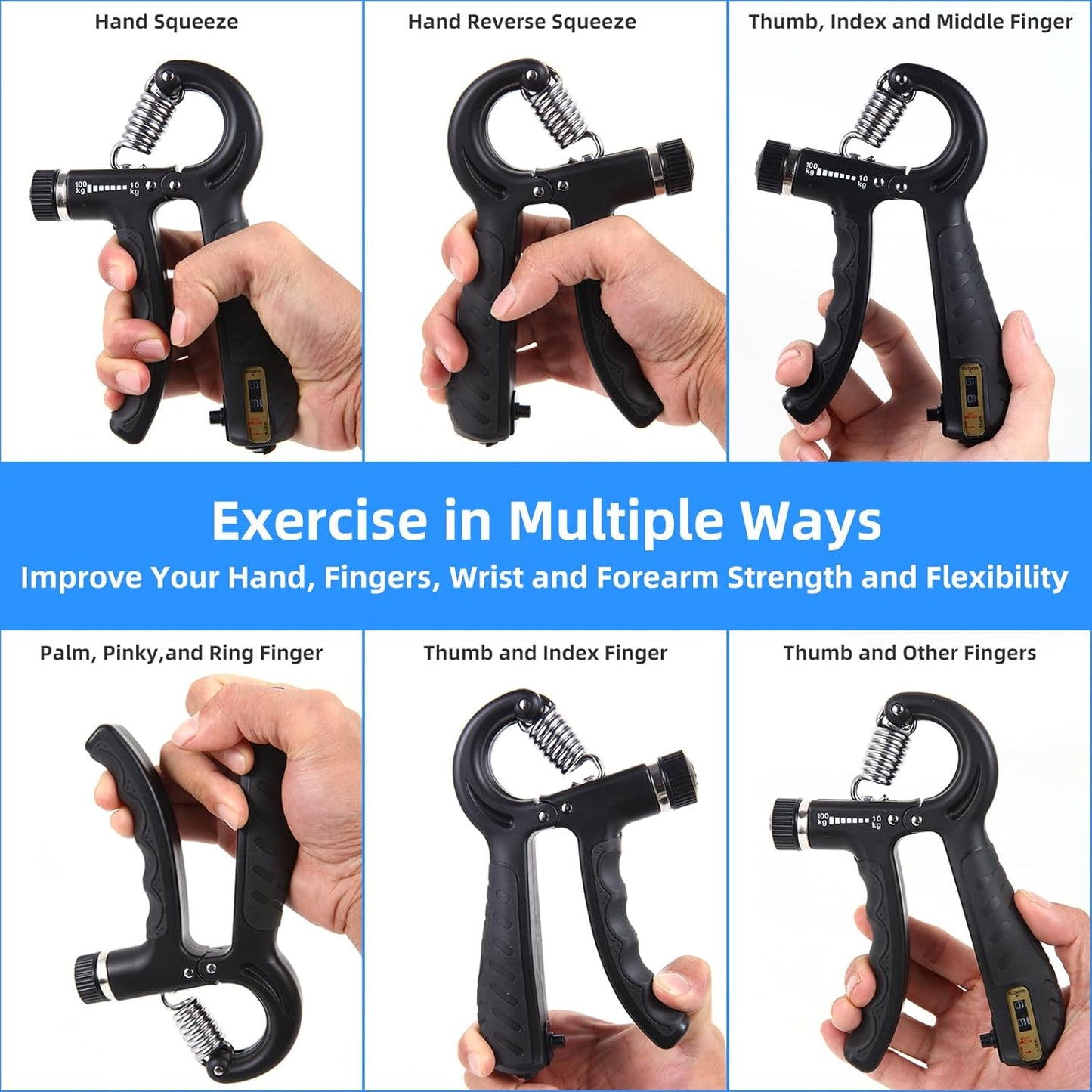 Grip Strength Trainer with 22-220Lbs 