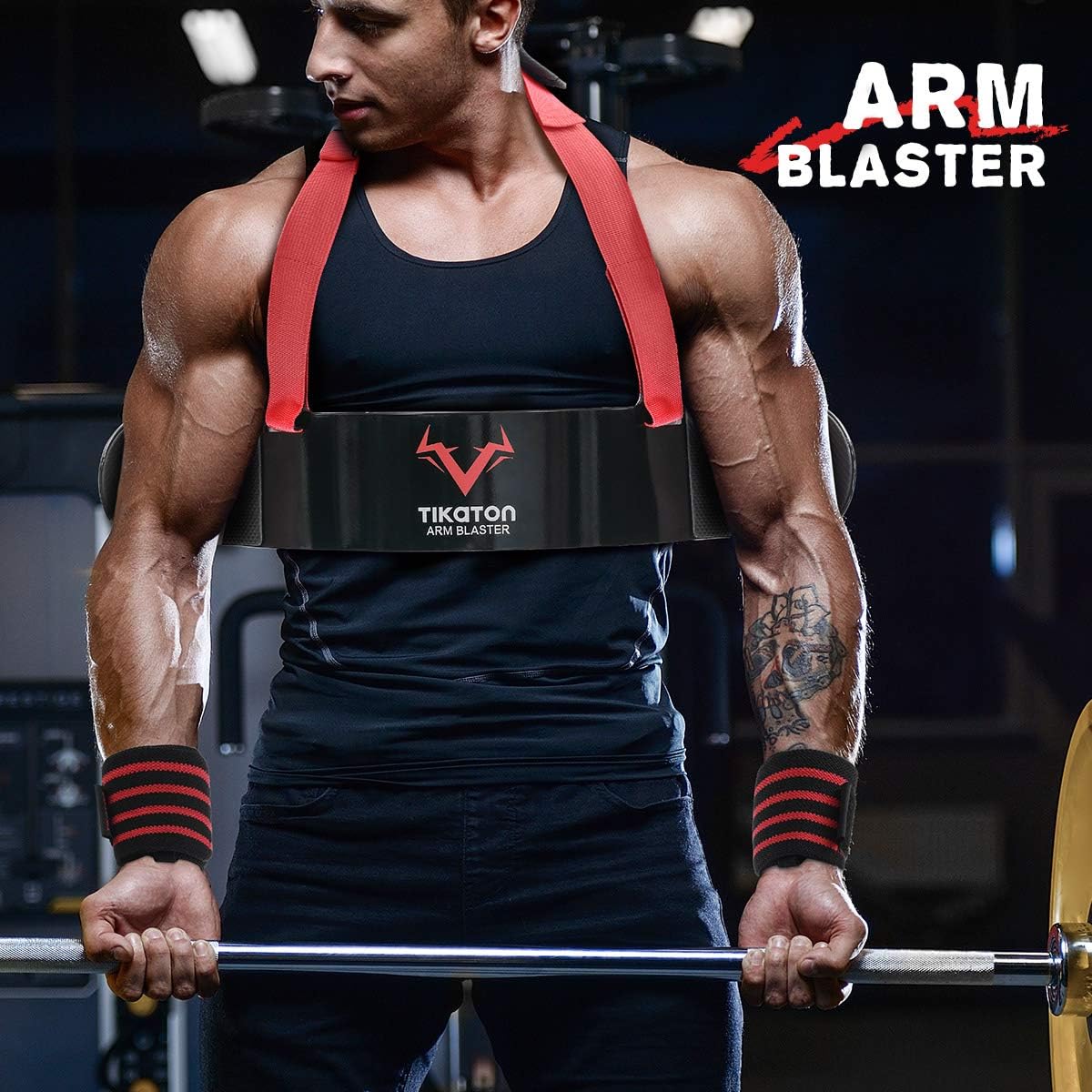 Arm Blaster with Wrist Wraps for Biceps & Triceps