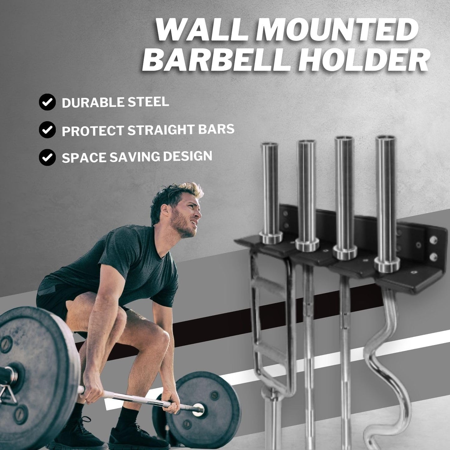 Vertical Wall Mounted Olympic Barbell Holder