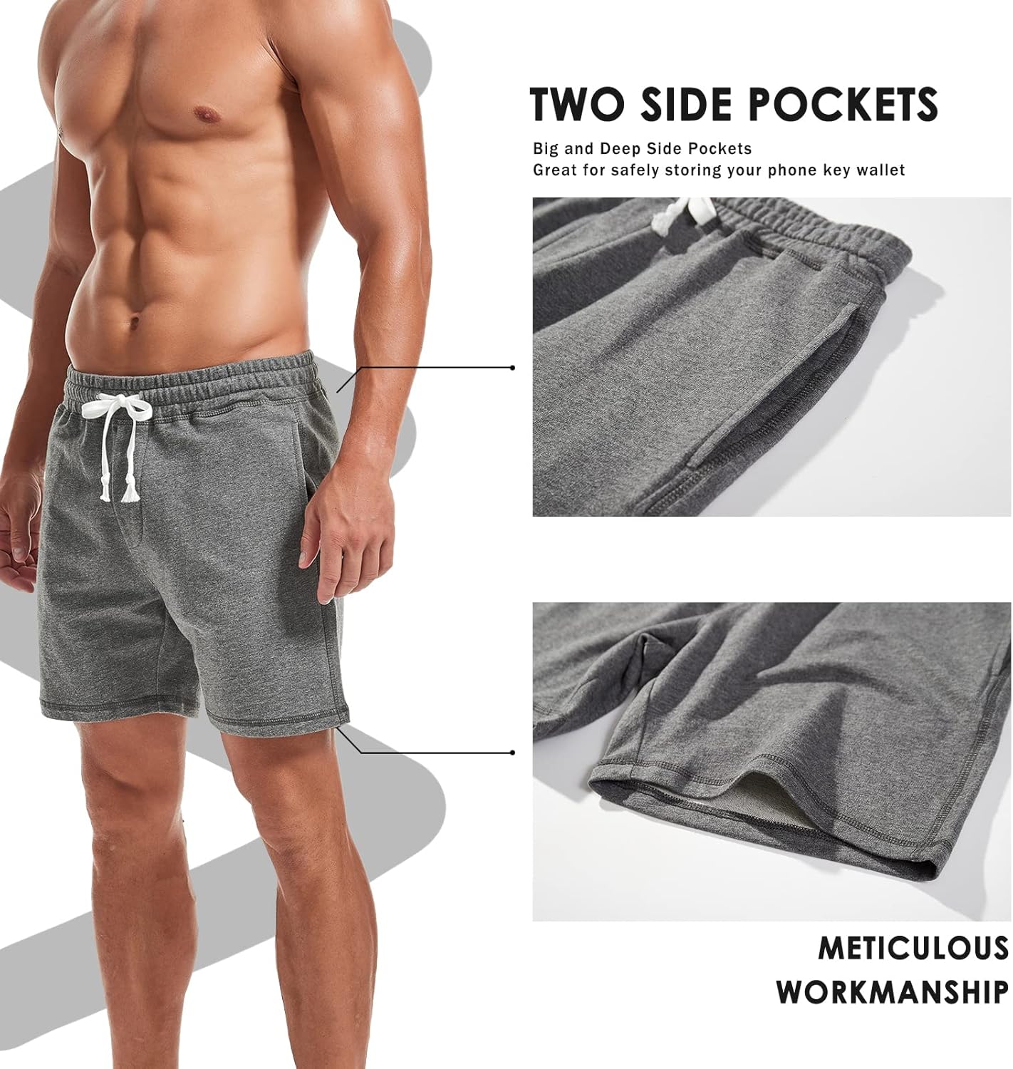 Mens Athletic Workout Shorts 5.5" Cotton