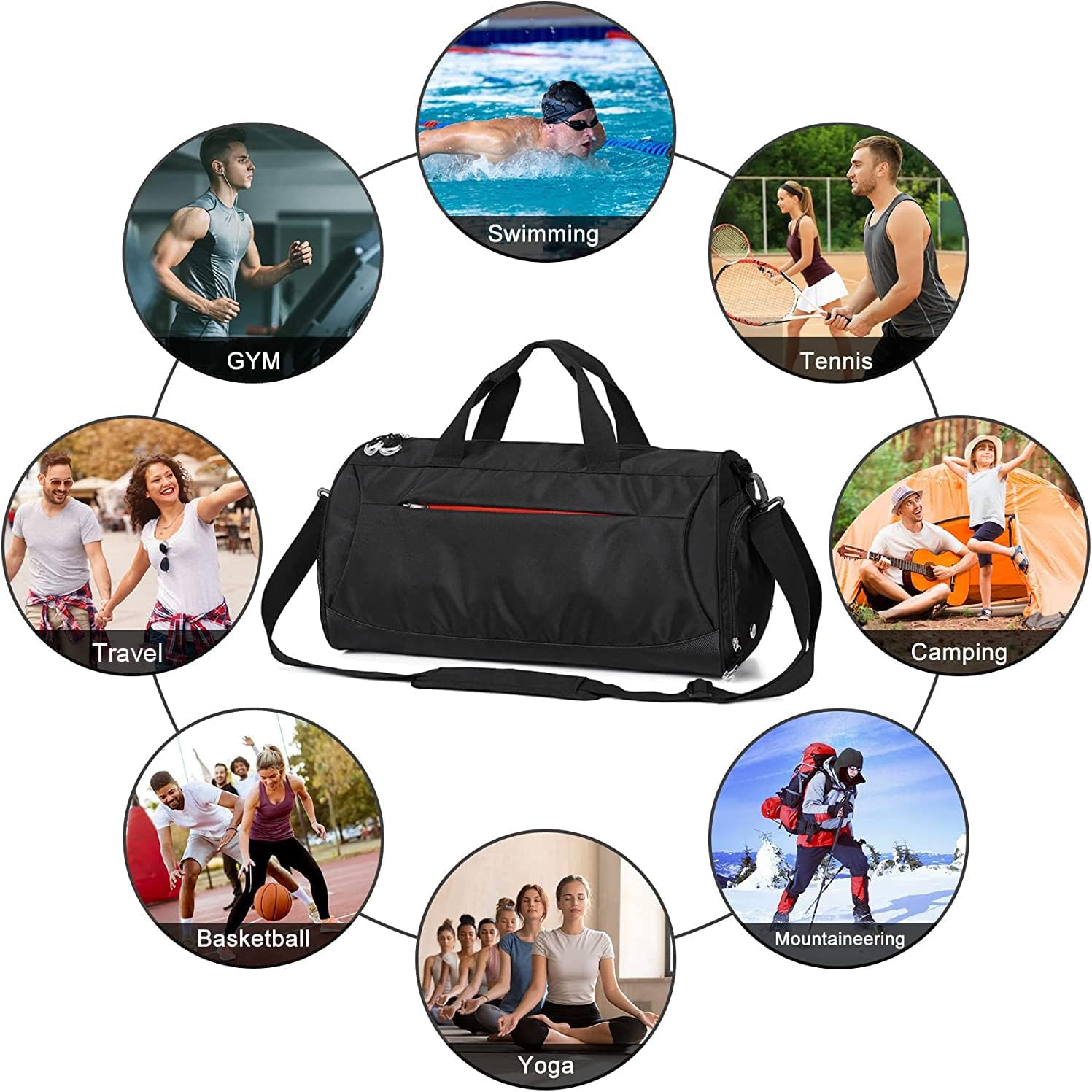 Gym Bag with Shoes Compartment & Wet Pocket