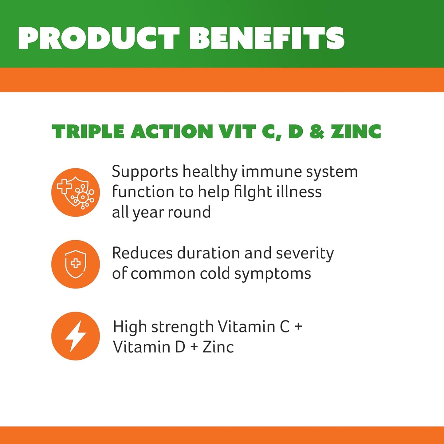 Triple Action Vit C, D & Zinc 60 Tablet