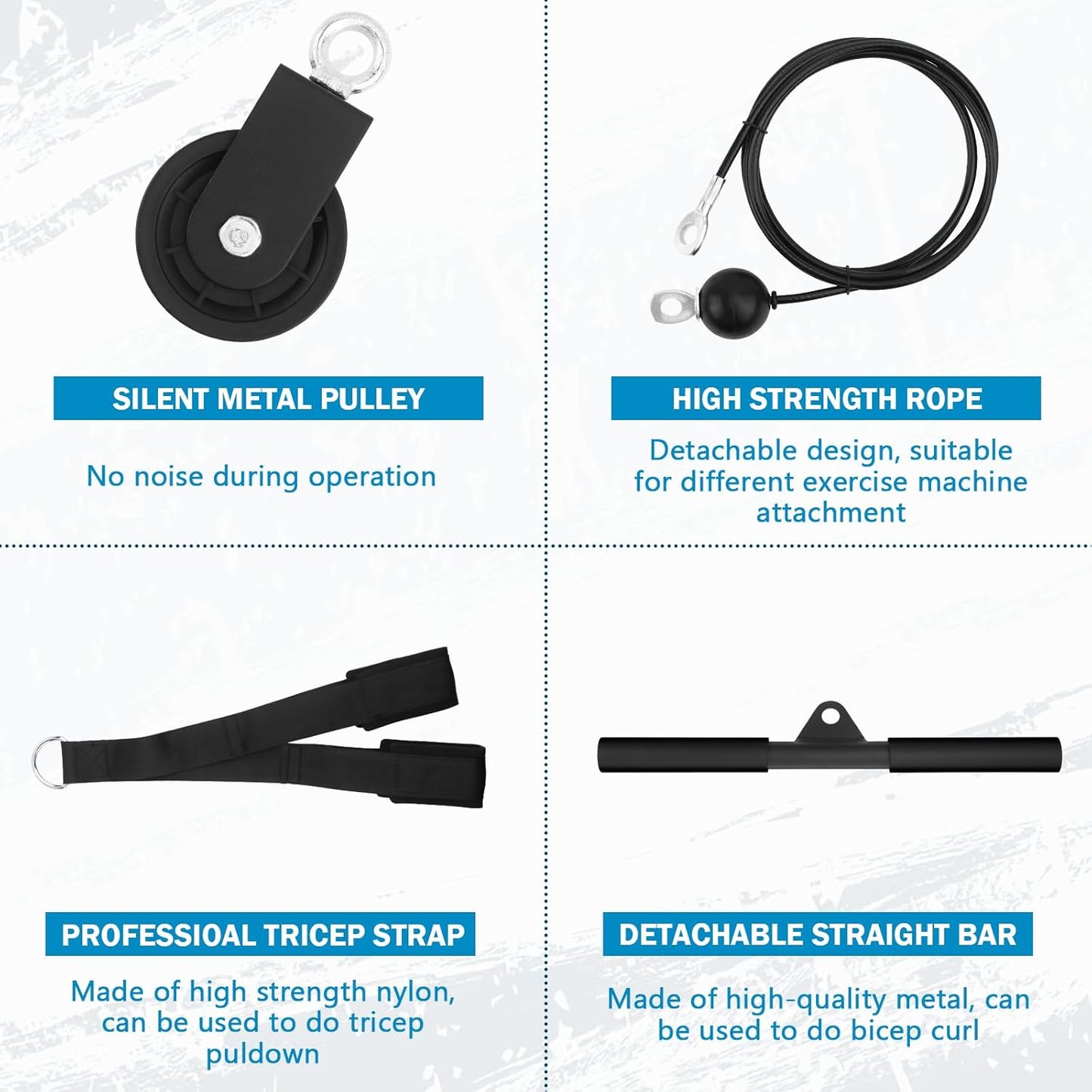 Fitness LAT Pulley System Cable Machine Attachment 