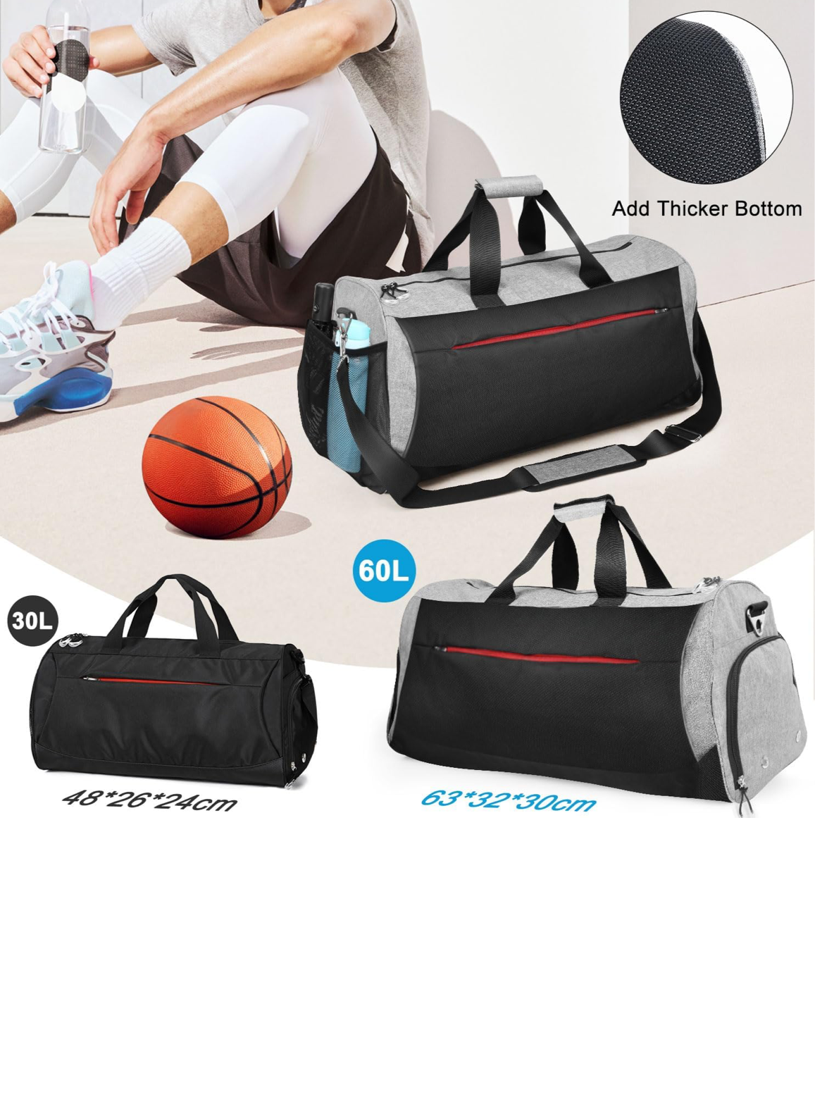 Gym Bag with Shoes Compartment & Wet Pocket