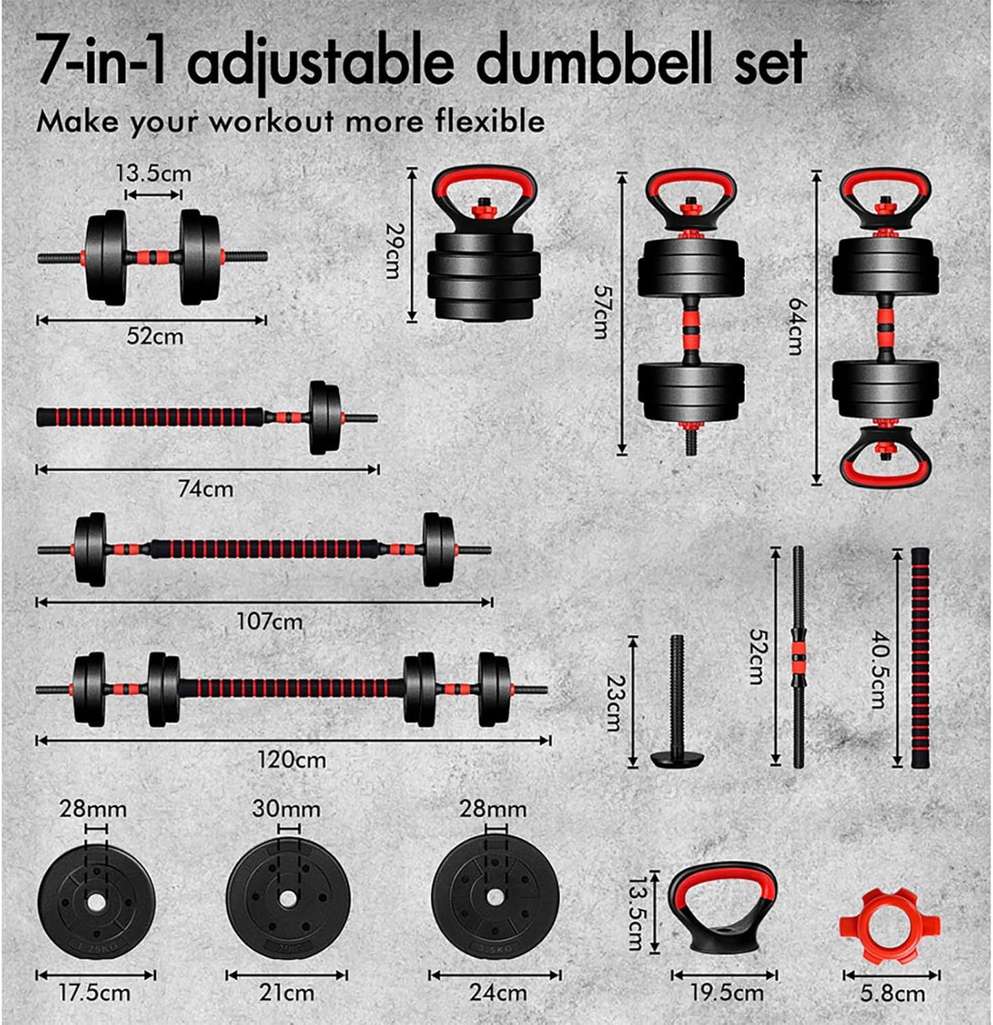 40KG Dumbbell Set 7-in-1