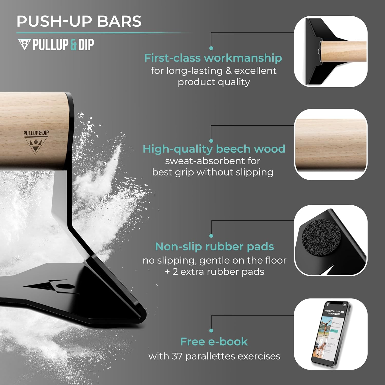 Push Up Handles with Ergonomic Wooden Handles & Heavy-Duty Steel