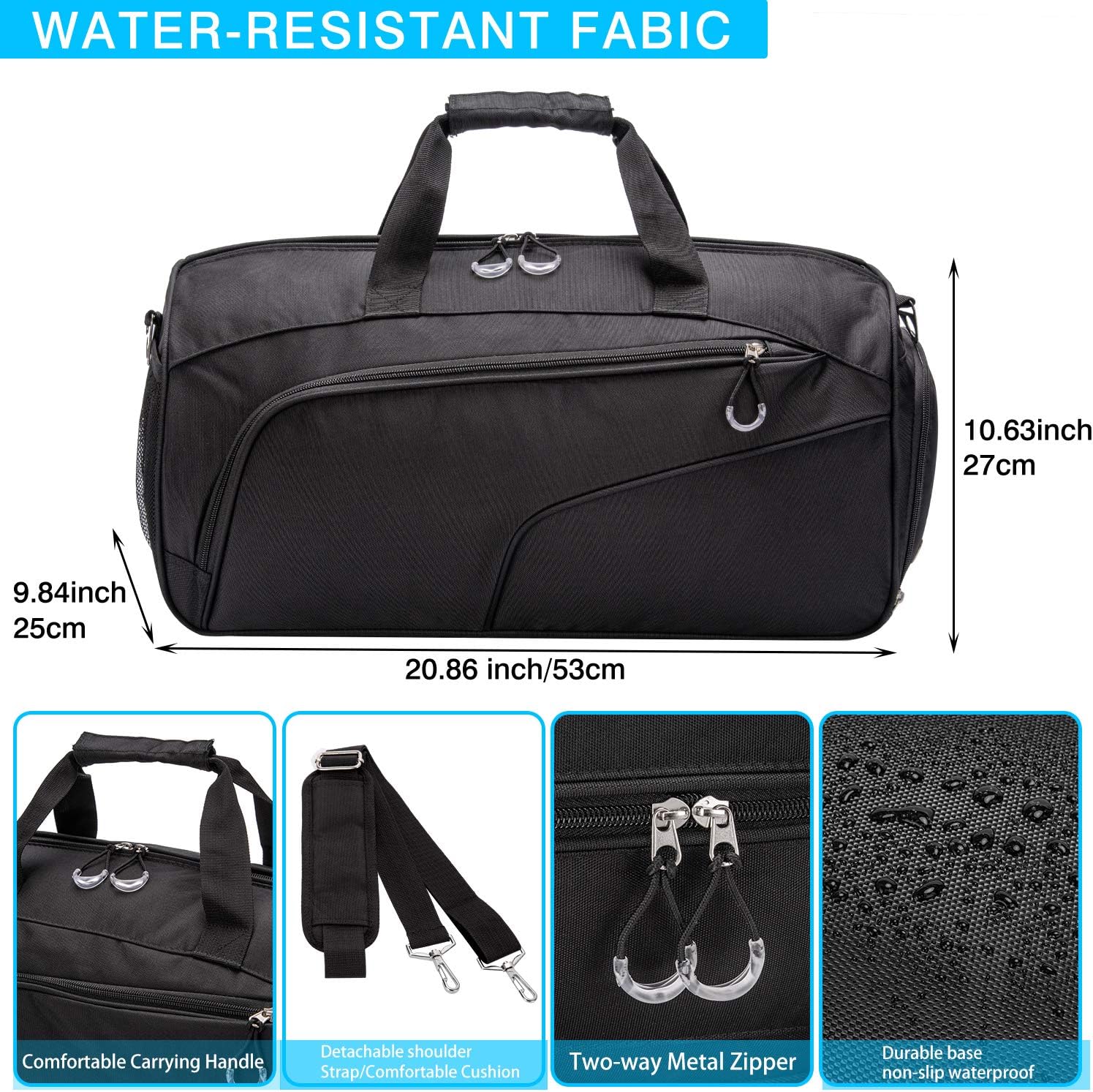 Gym Bag with Shoes Compartment &Wet Pocket