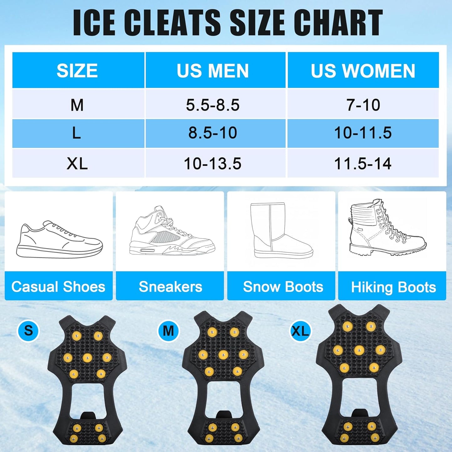 Ice Snow Cleats for Shoes and Boots