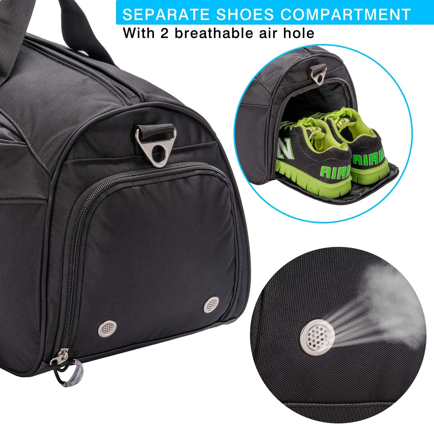 Gym Bag with Shoes Compartment &Wet Pocket