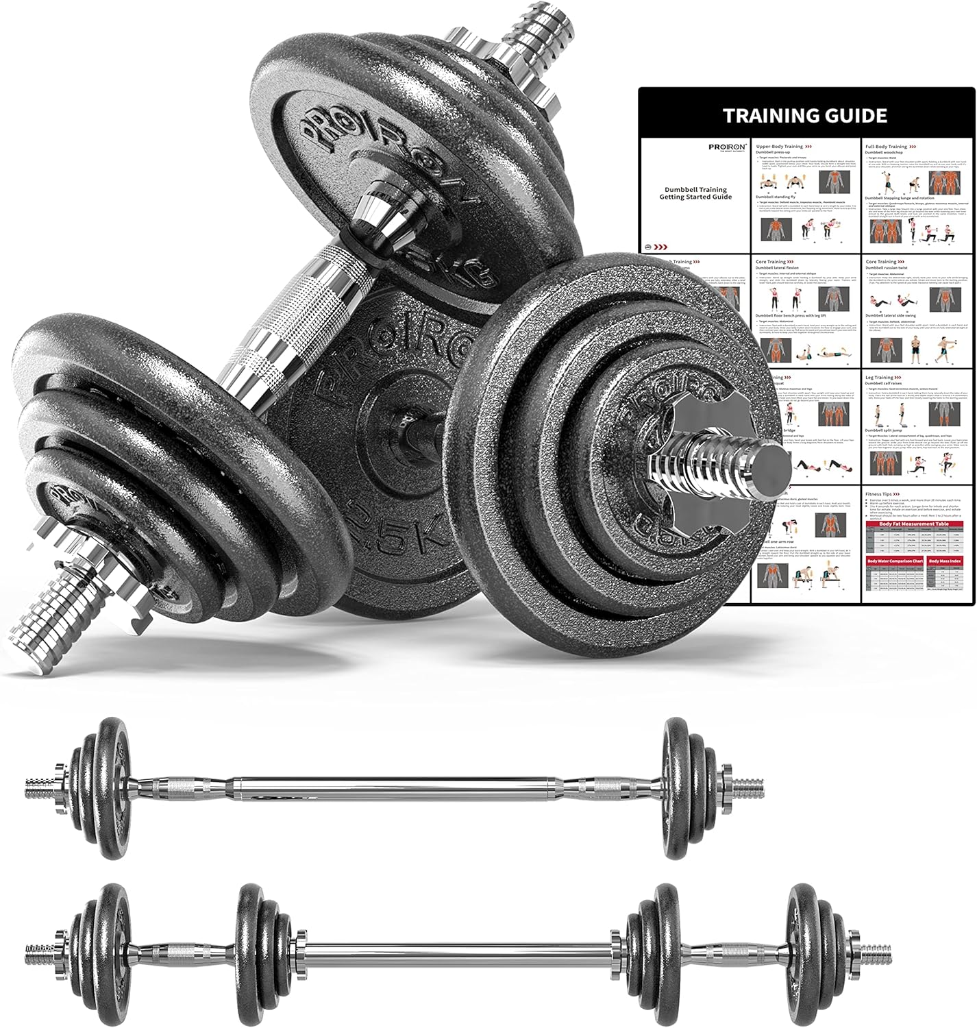 20kg Cast Iron Adjustable Dumbbell Set Hand