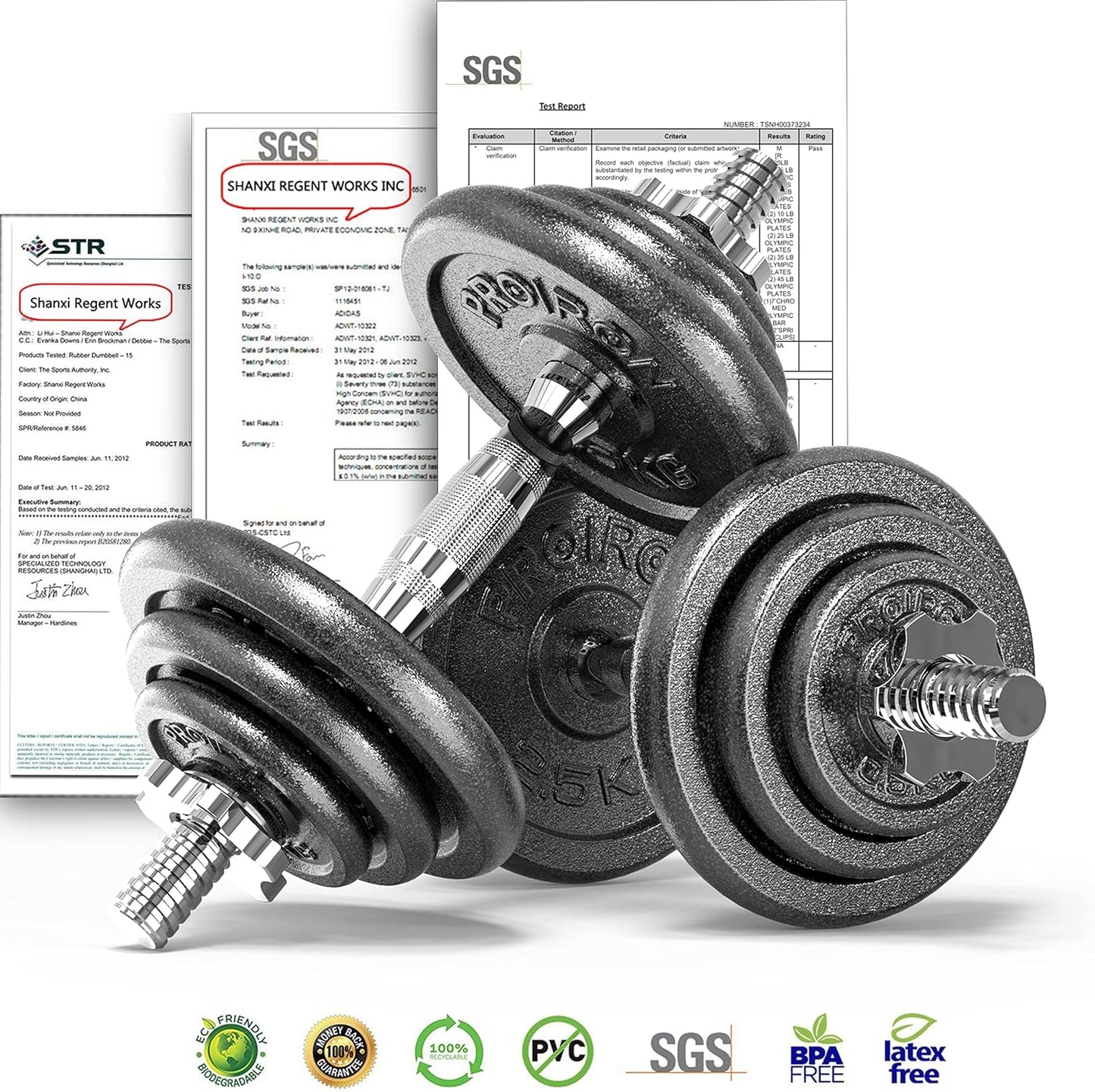 20kg Cast Iron Adjustable Dumbbell Set Hand