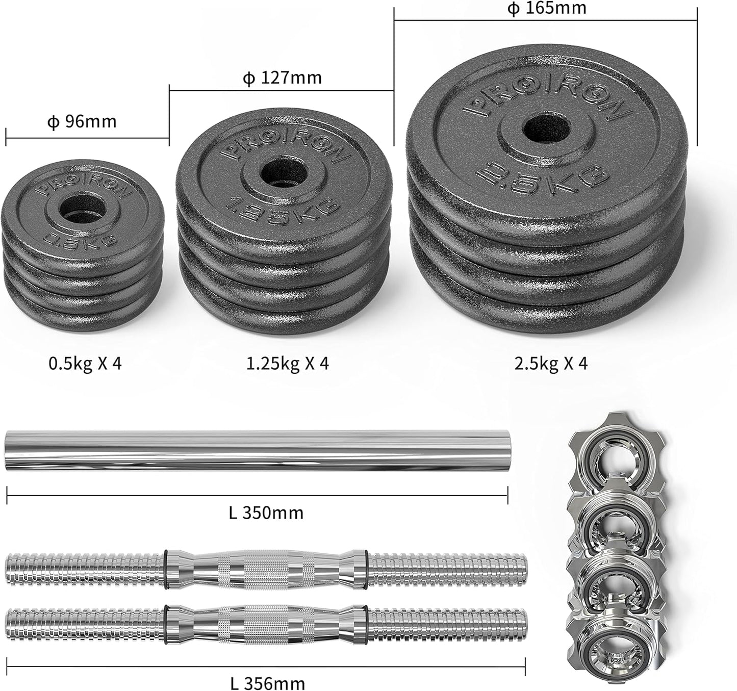 20kg Cast Iron Adjustable Dumbbell Set Hand